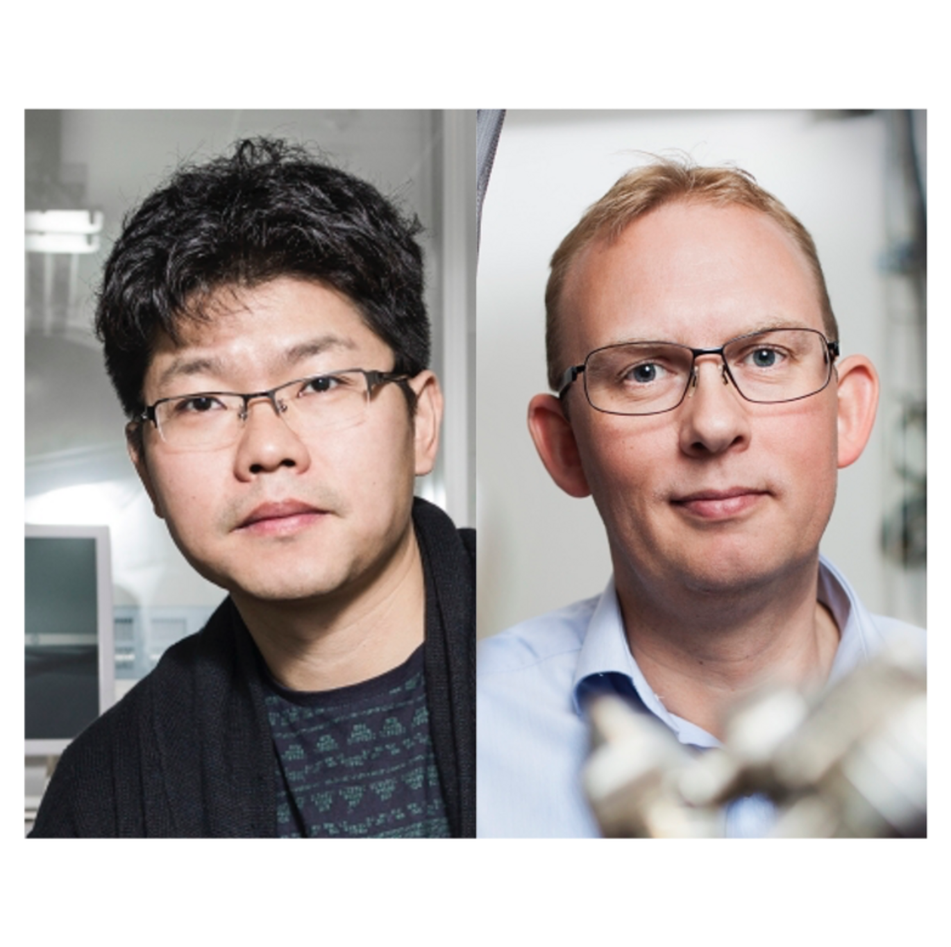 Mingdong Dong and Jeppe Vang Lauritsen will give inaugural lectures on May 11, 2022, in connection to having been appointed Professors in Experimental Surface and Interface Science. (Photos by Maria Randima and Lars Kruse, AU Photo)