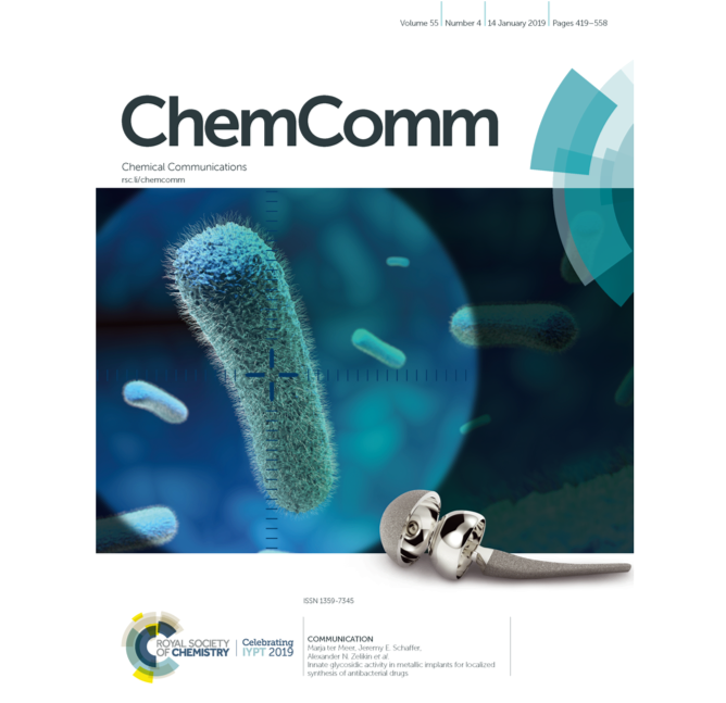 AU researchers from Department of Chemistry and iNANO discover new methodology for localized delivery of antibacterial agents to the surface of metallic implants (Cover by Chemical Communications)