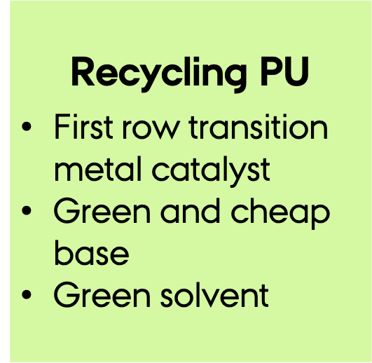 The new method for recycling polyurethane (PU) is based on a first row transition metal catalyst, a green and cheap base, and a green solvent. (Illustr.: Lise R. L. Pedersen)
