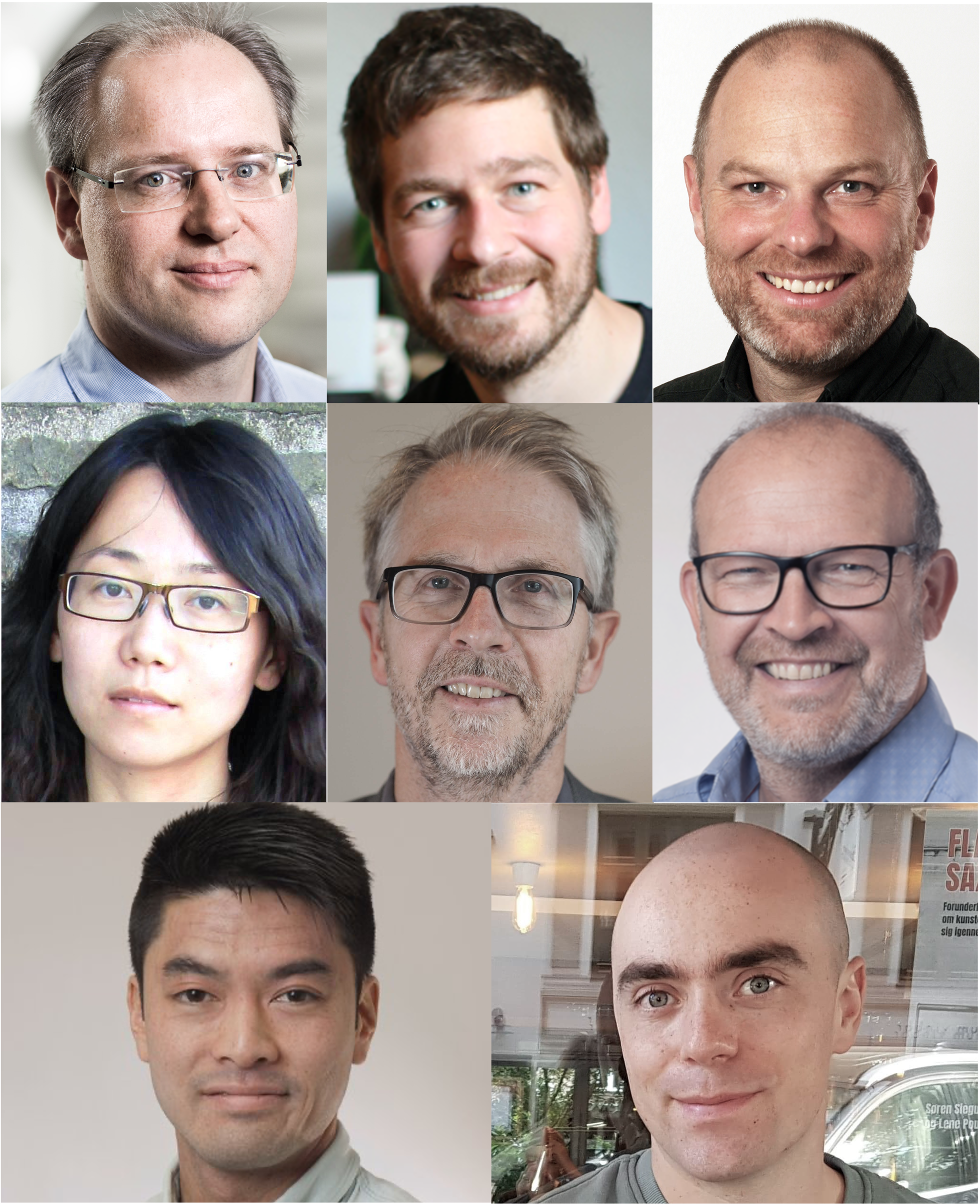 Henrik Birkedal, Julián Valero Moreno, Menglin Chen, Jørgen Kjems, Magnus Kjærgaard, Poul Nissen, Michael Truong-Giang Nguyen, and Nikolaj Roth could all go on Christmas holidays with the good news that they had received one or more research grants. Photo: Aarhus University