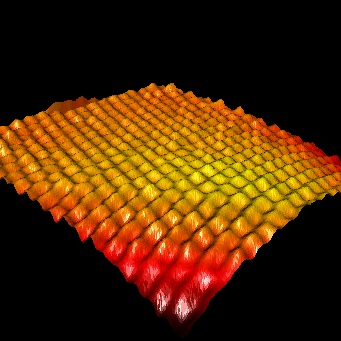 3D view of a palladium nanocrystal on Al2O3 (50×50Å2).