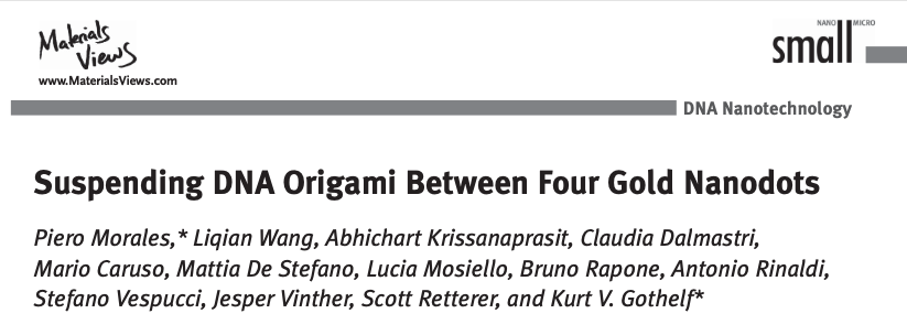 Screenshot from the article "Suspending DNA origami between four gold nanodots" in the journal Small